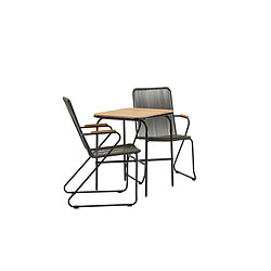 Avis Paris Prix Ensemble Table de Jardin & 2 Chaises Holmbeck & Matstolar 74cm Naturel & Gris Foncé