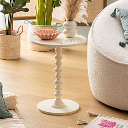 Atmosphera Table à café ronde en bois ALIX - Ivoire