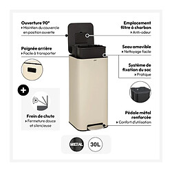 But Poubelle carrée 30L DELTA Beige pas cher