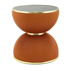 Paris prix Table d'appoint ronde - cognac et or
