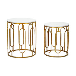Paris prix Lot 2 tables d'appoint gigognes - Or et blanc