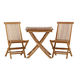 Paris prix Ensemble table jardin 2 chaises - Naturel