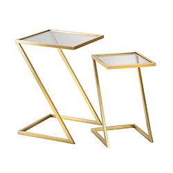 Paris prix lot de 2 tables d'appoint gigognes - Or