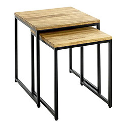 Paris prix Lot de 2 tables gigognes - Chêne & noir