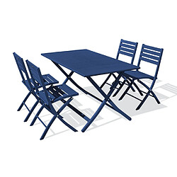 Paris prix Ensemble table jardin + 4 chaises - Bleu marine