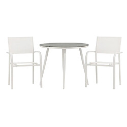 Paris prix Ensemble table jardin + 2 chaises - Gris blanc