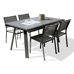 Paris prix ensemble table jardin + 4 chaises - Gris anthracite