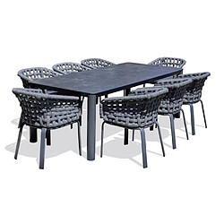 Paris prix Ensemble table jardin + 8 fauteuils - Gris anthracite