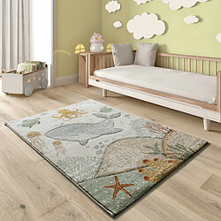 ATTICGO Tapis enfant océan BALLOON beige/multicolore 120x170 cm