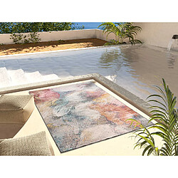 ATTICGO Tapis extérieur abstrait SAMARA beige/rose/bleu 120x170 cm