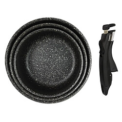 Paris Prix Lot de 3 Casseroles Poignée Amovible 20cm Noir