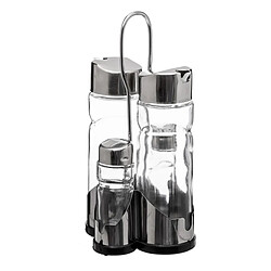 Five Simply Smart Ensemble avec Support Huile Vinaigre & Sel Poivre 20cm Argent