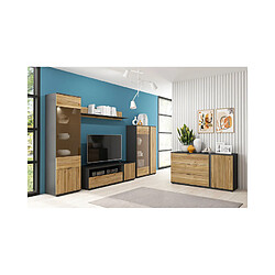 Pegane Bibliothèque 1 porte 1 tiroir - Chêne