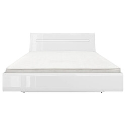 Pegane Lit adulte 160 x 200 lit double, coloris Blanc/Blanc haute brillance - Longueur 214 x Profondeur 165 x Hauteur 35-86 cm pas cher