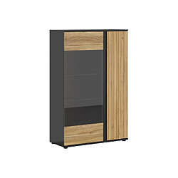 Pegane Vitrine bibliothèque 2 portes - Chêne/noir