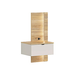 Acheter Pegane Lit coffre 160x200 avec 2 chevets à LED+USB , coloris Chêne mauvella/Beige