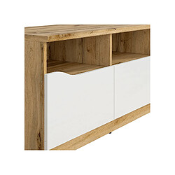 Pegane Meuble TV 3 tiroirs - Chêne wotan et blanc pas cher