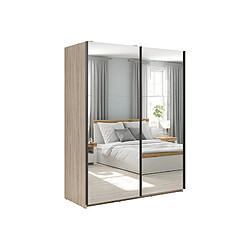 Pegane Armoire coulissante avec miroir - Chêne Sonoma