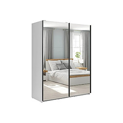 Pegane Armoire coulissante avec miroir - Blanc
