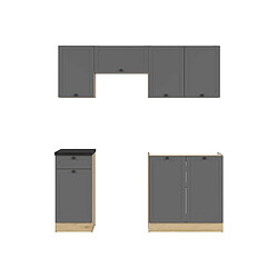 Pegane Cuisine complète 180 cm - Gris graphite