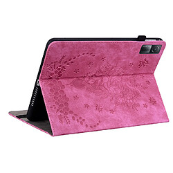 Acheter Étui pour tablette Xiaomi Redmi Pad 10.61" , cuir gaufré, motif papillon et rose - Fuchsia