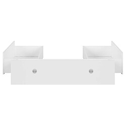 Pegane Lit adulte 2 places 160 x 200 cm avec des étagères de rangement et 3 Tiroirs coloris Blanc - Longueur 204,5 x Largeur 165 x Hauteur 47,5-85,5 cm pas cher