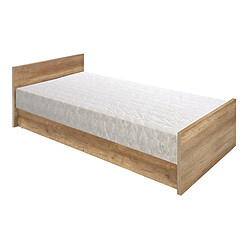 Pegane Cadre de lit enfant 1 place 90x200 coloris Chêne/Gris motif écriture - Longueur 205,5 x Largeur 93 x Hauteur 45-65 cm