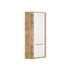 Pegane Armoire d'angle 1 porte - Chêne wotan / blanc brillant