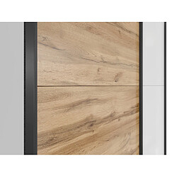 Pegane Armoire 2 portes coulissantes - Blanc et chêne pas cher