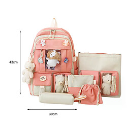 General Ensemble de 5 sacs à dos kawaii en toile pour femmes, style coréen, mignons et adaptés aux adolescentes et étudiantes. Grande capacité, format enveloppe, idéal pour les voyages et les sorties.~00952