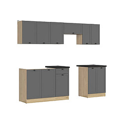 Pegane Cuisine complète 240 cm - Gris graphite