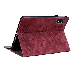 Acheter Étui pour tablette Honor Pad V8 Pro , cuir gaufré, motif papillon et rose -Rouge