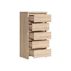 Pegane Commode chiffonnier 5 tiroirs - Chêne