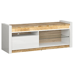 Pegane Meuble TV avec LED - Blanc