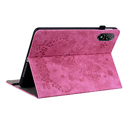 Acheter Étui pour tablette Honor Pad V8 Pro , cuir gaufré, motif papillon et rose - Fuchsia