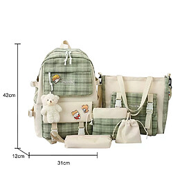 General Ensemble de 5 sacs à dos kawaii en toile pour femmes, style coréen, mignons et adaptés aux adolescentes et étudiantes. Grande capacité, format enveloppe, idéal pour les voyages et les sorties.~00955