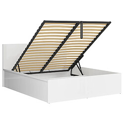 Avis Pegane Lit coffre 160x200 avec sommier et rangement, coloris Blanc brillant - Longueur 204,5 x Profondeur 169 x Hauteur 95/40,5 cm
