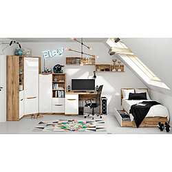 Pegane Bibliothèque vitrine - Chêne/blanc