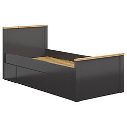 Acheter Pegane Lit 90x200 Lit 1 place coloris Gris graphite/Chêne artisan - Longueur 207 x Profondeur 100,5 x Hauteur 95 cm
