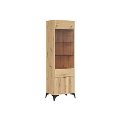 Pegane Vitrine haute avec 1 porte vitrée,coloris Chêne artisan - Longueur 60 x Profondeur 41 x Hauteur 197 cm