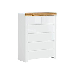 Pegane Commode 6 tiroirs - Blanc chêne