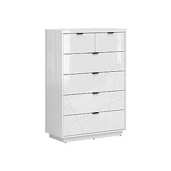 Pegane Commode chiffonnier 6 tiroirs - Blanc