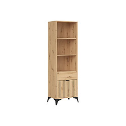 Pegane Bibliothèque avec 1 porte, 1 tiroir et 3 étagères,coloris Chêne artisan - Longueur 60 x Profondeur 41 x Hauteur 197 cm