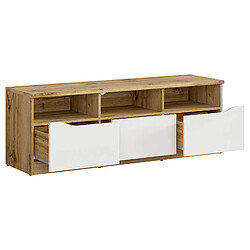 Acheter Pegane Meuble TV 3 tiroirs - Chêne wotan et blanc