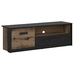 Pegane Meuble TV 1 porte 1 tiroir - Chêne