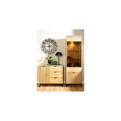 Pegane Commode 1 porte 3 tiroirs - Chêne