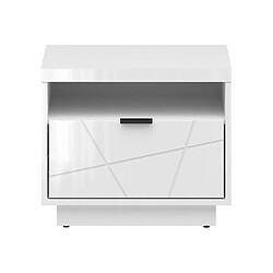 Pegane Table de chevet 1 tiroir - Blanc