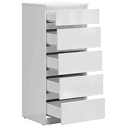 Avis Pegane Commode chiffonnier 5 tiroirs - Blanc