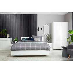 Pegane Table de chevet 2 tiroirs - Blanc