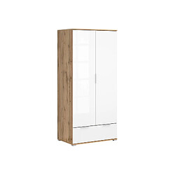 Pegane Armoire 2 portes avec tiroir - Chêne